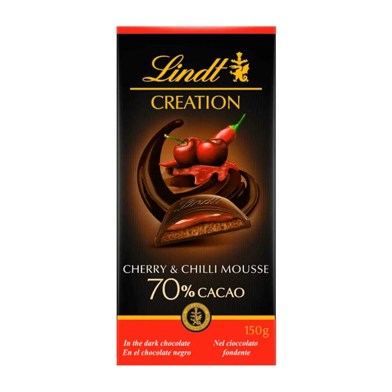 شکلات تلخ لیندور با مغز گیلاس و فلفل لینت - ۱۵۰ گرم
